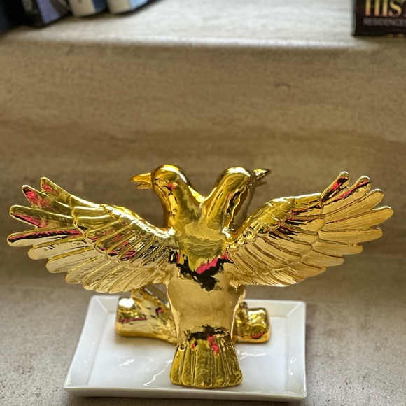 Gold Double-Headed Eagle Figurine tray base perfect for table or bookshelf, keys - Picture 8 of 10